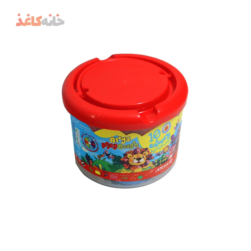 خمیر بازی ۱۰ رنگ سطلی قرمز آریا