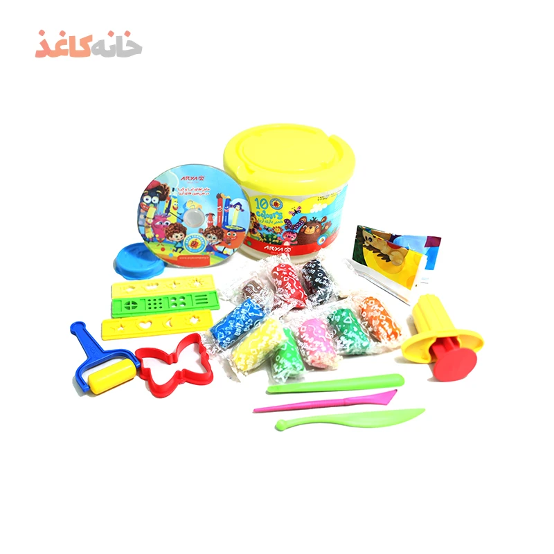 خمیر بازی ۱۰ رنگ سطلی زرد آریا - Image 2