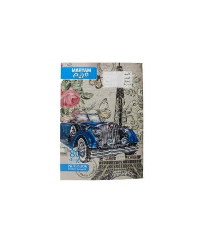 دفتر80برگ ته چسب مریم طرح ماشین ابی