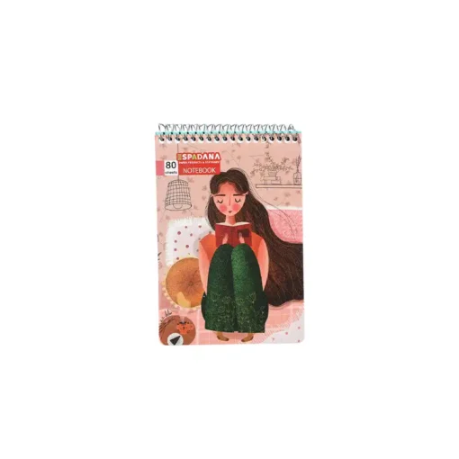 یادداشت 80 برگ فنری طلقی 1/16 اسپادانا طرح دختر درحال مطالعه