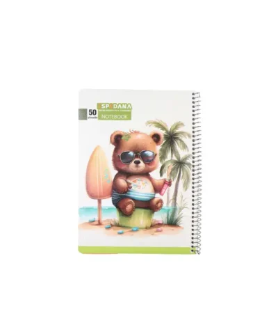 دفتر 50 برگ فنری اسپادانا طرح خرس عینکی لب ساحل