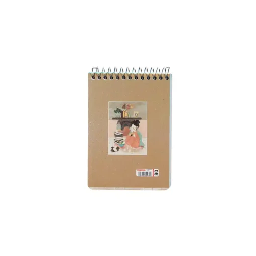 یادداشت 80 برگ فنری طلقی 1/16 اسپادانا طرح دختر و کتاب - Image 2