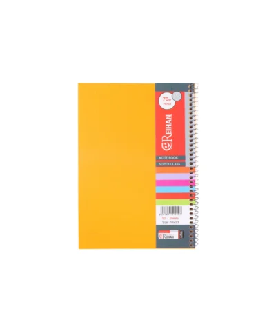 دفتر50برگ فنری طلقی نارنجی ریحان