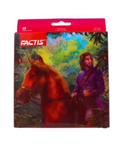 مداد رنگی 48رنگ مقوایی فاکتیس طرح مرد اسب سوار