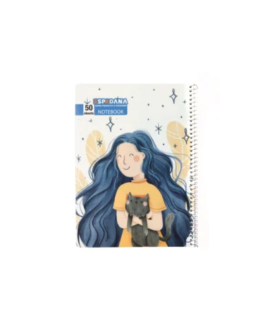 دفتر 50 برگ فنری اسپادانا طرح دختر گربه تو دست