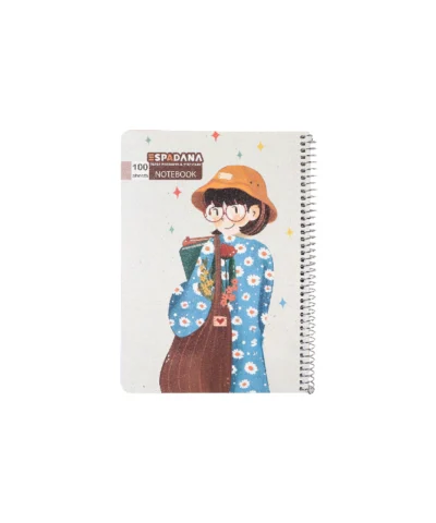 دفتر 100برگ فنری اسپادانا طرح دختر با کیف