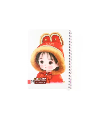 دفتر 50 برگ فنری اسپادانا طرح دختر لباس قرمز