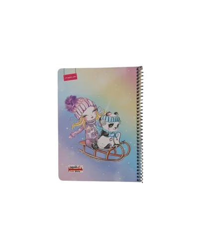 دفتر40برگ حاشیه دار یک شین طرح دختر وخرس سورتمه سوار