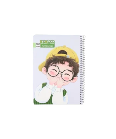 دفتر 100برگ فنری اسپادانا طرح پسر عینکی کلاه زرد