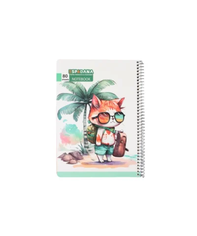 دفتر 80 برگ فنری اسپادانا طرح گربه عینکی