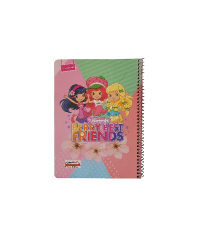 دفتر40برگ حاشیه دار یک شین طرح دختر توت فرنگی