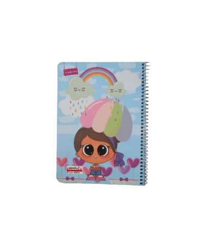 دفتر40برگ حاشیه دار یک شین طرح دختر رنگین کمان