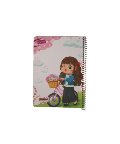 دفتر40برگ حاشیه دار یک شین طرح دختر و دوچرخه