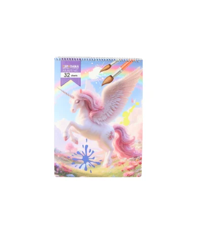 دفتر32برگ فنری نقاشی(فیلی) اسپادانا طرح اسب تک شاخ