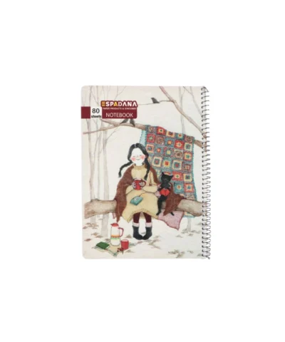 دفتر 80 برگ فنری اسپادانا طرح دختر روی تنه درخت