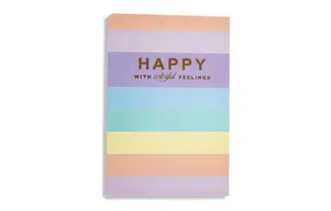 دفتر50برگ ته چسب پاستلی طلاکوب سویل طرح HAPPY