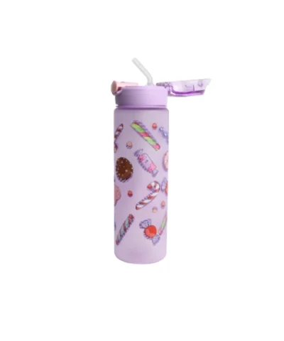 Alternative view of قمقمه نی دار خارجی بدنه مات طرح دونات و شکلات قلبی صورتی