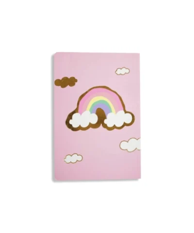 دفتر50برگ ته چسب پاستلی طلاکوب سویل طرح ابر و رنگین کمون