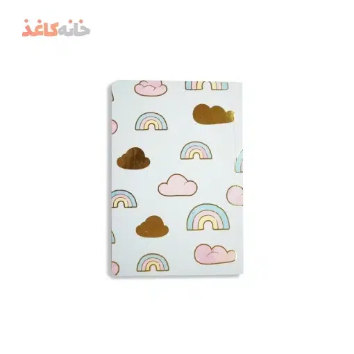 دفتر50برگ ته چسب پاستلی طلاکوب سویل طرح استیکر ابر و رنگین کمون