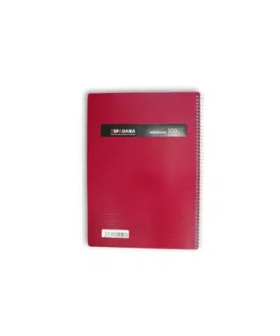 دفتر100برگ رحلی فنری طلقی زرشکی اسپادانا