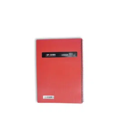 دفتر100برگ رحلی فنری طلقی قرمز اسپادانا