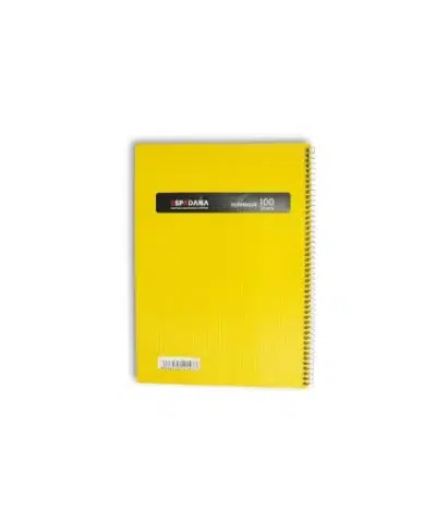 دفتر100برگ رحلی فنری طلقی زرد اسپادانا