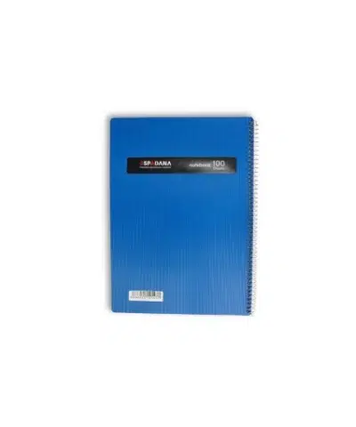 دفتر100برگ رحلی فنری طلقی ابی بررنگ اسپادانا