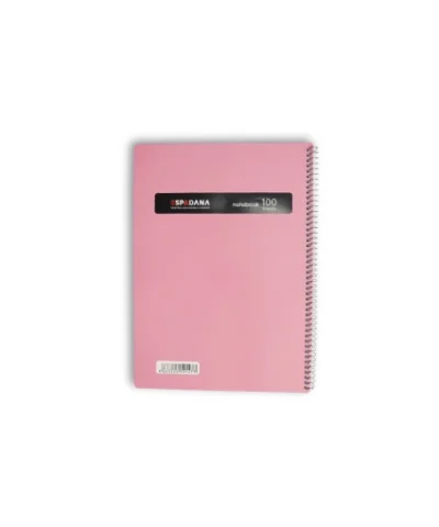 دفتر100برگ رحلی فنری طلقی صورتی اسپادانا