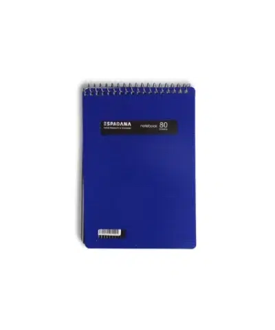 یادداشت 80برگ 1/8 طلقی فنر ازبالا رنگی اسپادانا طرح ابی پررنگ