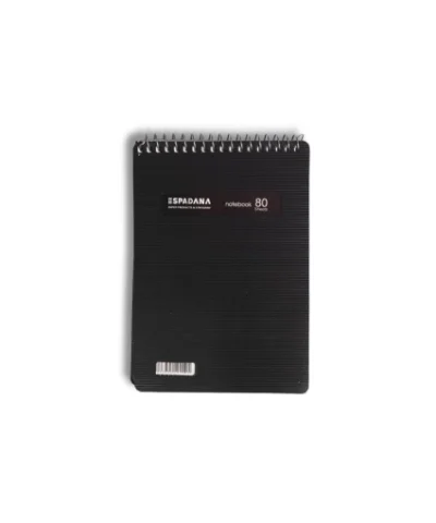 یادداشت 80برگ 1/8 طلقی فنر ازبالا رنگی اسپادانا طرح مشکی