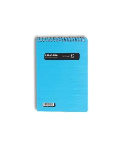 یادداشت 80برگ 1/8 طلقی فنر ازبالا رنگی اسپادانا طرح ابی کم رنگ