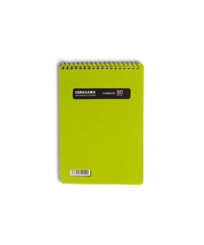 یادداشت 80برگ 1/8 طلقی فنر ازبالا رنگی اسپادانا طرح سبز