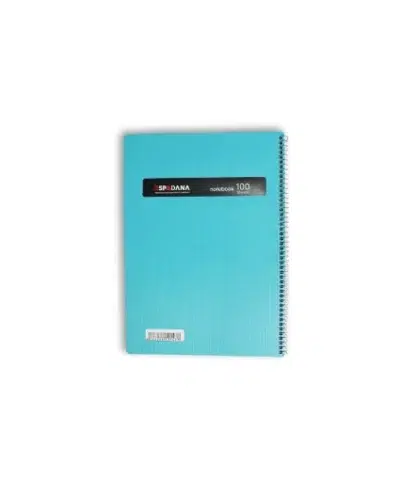 دفتر100برگ رحلی فنری طلقی ابی کم رنگ اسپادانا