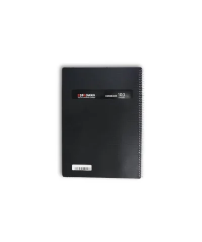 دفتر100برگ رحلی فنری طلقی مشکی اسپادانا