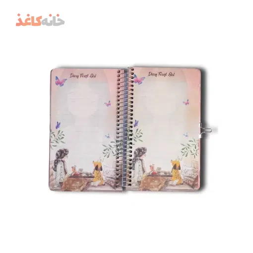 دفتر خاطرات قفل دار (قاب دار) سویل طرح دختر روبروی ایینه - تصویر 2