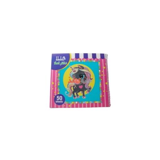 دفتر50برگ املا استیکردار ایلیا طرح اسب تک شاخ